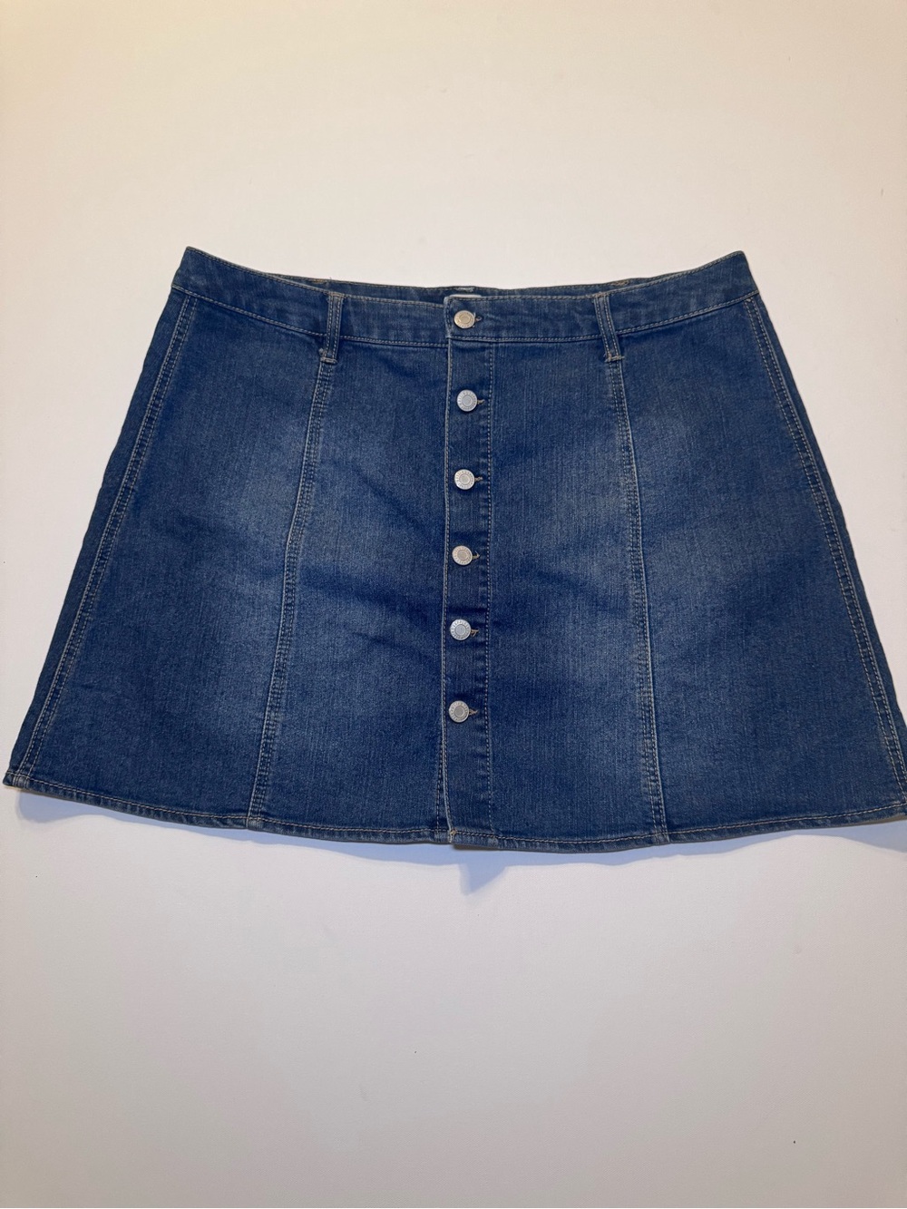 Mossimo Supply Co. Dark Blue Denim Button-Front A-Line Skirt